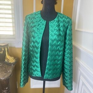 NWOT Amanda UPRICHARD Elegant Green Woven Women's Jacket